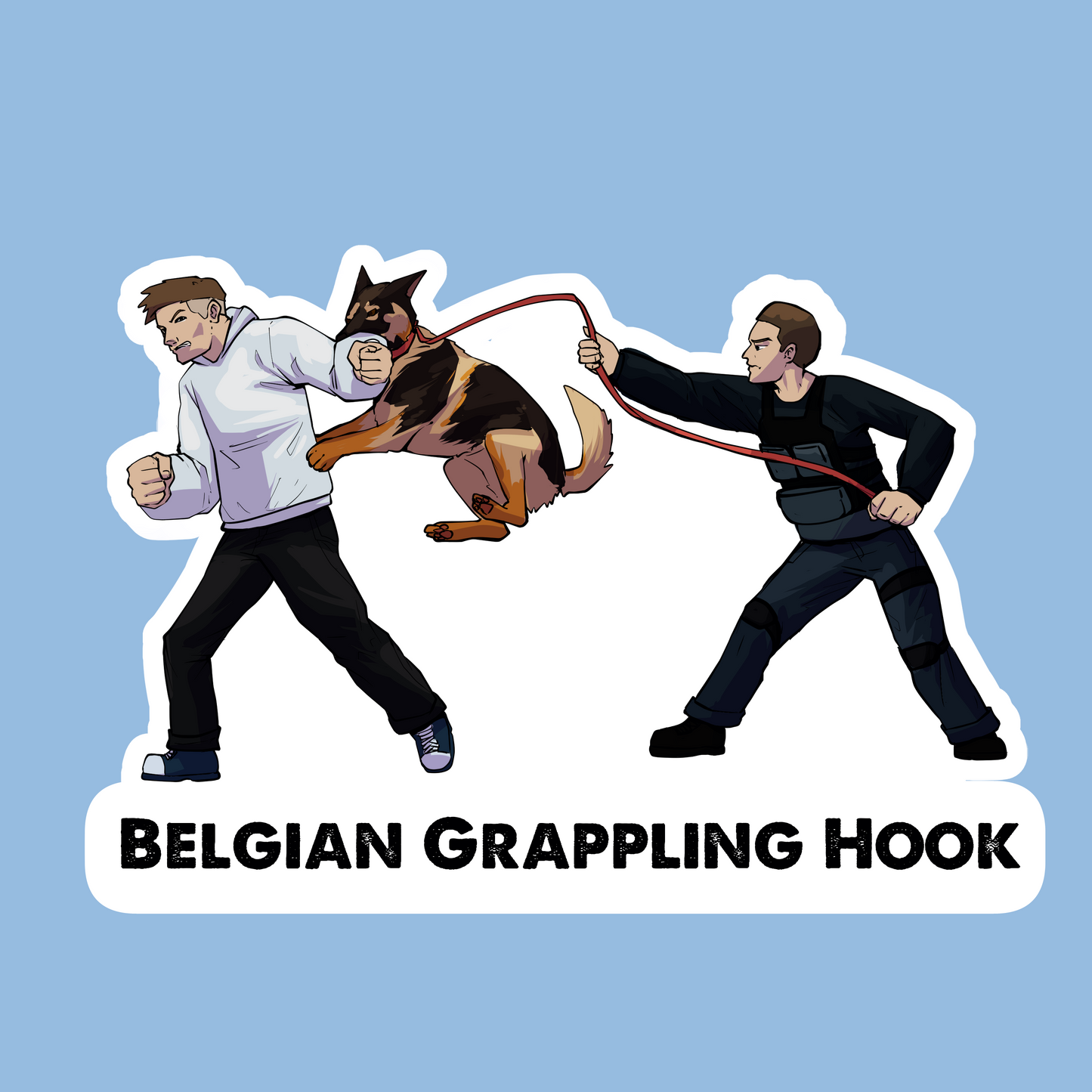 Aufkleber für belgische Enterhaken