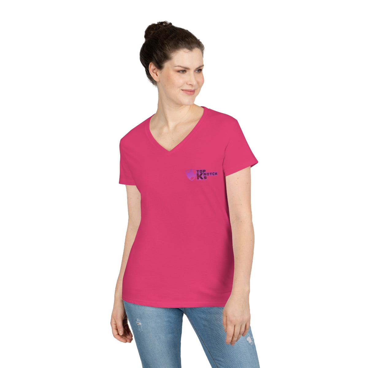 Brustkrebs-Bewusstseins-Damen-T-Shirt mit V-Ausschnitt (Gemeinsam sind wir stärker)