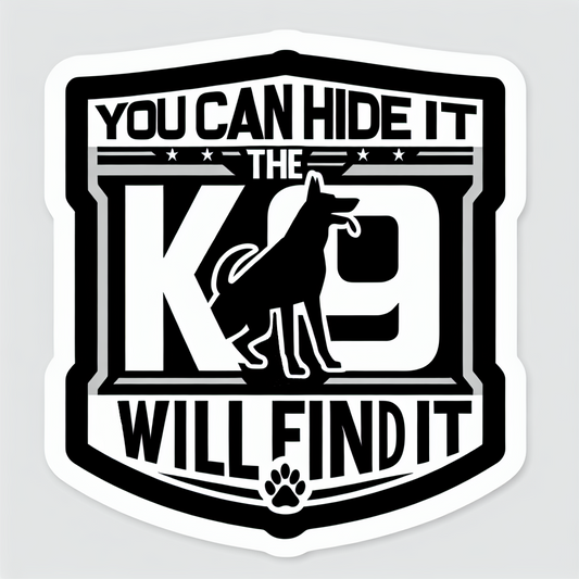 Hide It, K9 Will Find It Sticker (Back and White)